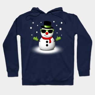 Cool Snowman with Shades and Adorable Smirk Hoodie